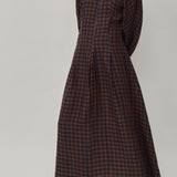 Solstice Linen Dress in Cocoa Gingham