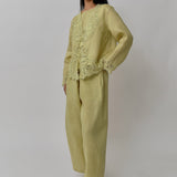 Colette 2-Piece Linen Blouse in Linden Green