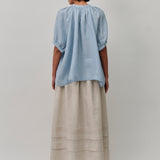 Lake Short Sleeve Linen Shirt in Cornflower