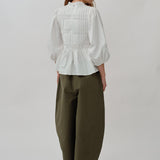 Claudia Poplin Blouse in White