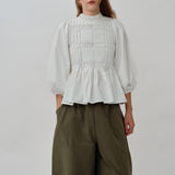 Claudia Poplin Blouse in White