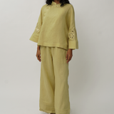 Lennox Linen Trousers in Linden Green