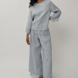 Salon Linen Pants in Powder Blue
