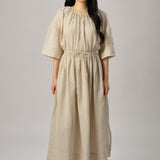 Market Linen Gingham Dress in Ecru
