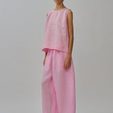 Midtown Linen Top in Strawberry Milk