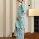 Amelie Ramie Long Kebaya Top in Dusty Blue