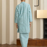 Amelie Ramie Long Kebaya Top in Dusty Blue