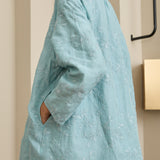 Amelie Ramie Long Kebaya Top in Dusty Blue