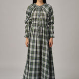 June Plaid Dress in Blue