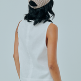 Studio Linen Cap in Brown Gingham