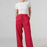 Avenue Linen Pants in Scarlet