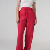 Avenue Linen Pants in Scarlet