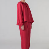 Avenue Linen Pants in Scarlet