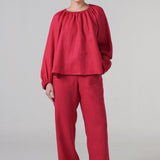 Avenue Linen Pants in Scarlet
