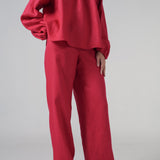 Avenue Linen Pants in Scarlet