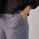 Avenue Linen Pants in Steel Blue