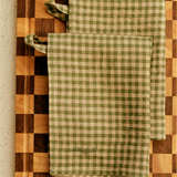 Ina Linen Gingham Tea Towels in Basil